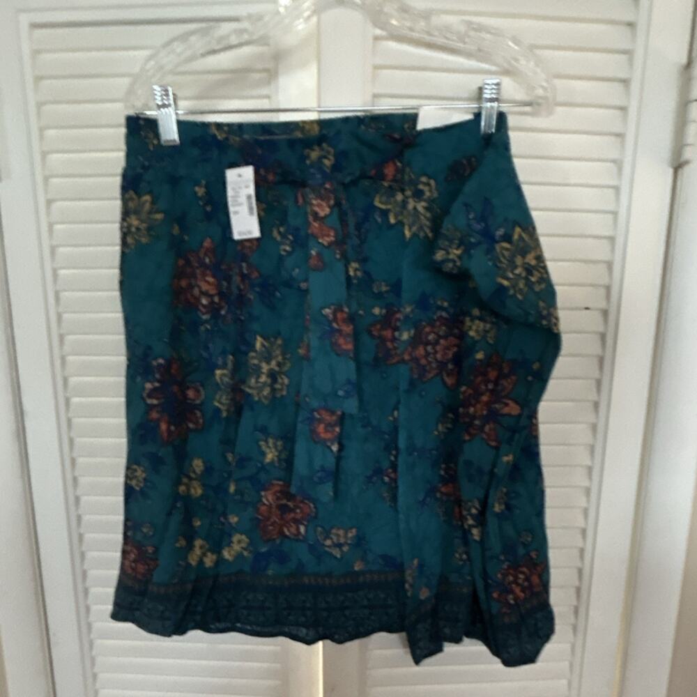 Maurices Teal Multicolor Floral Pleated Waist Plus Size 22W